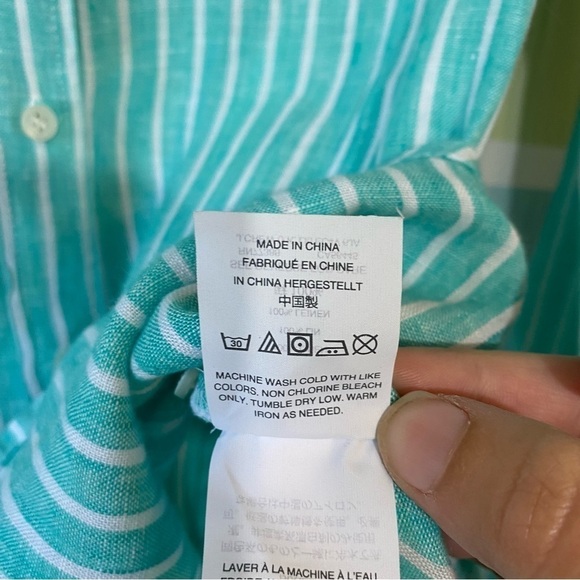 J Crew Irish Linen Baird McNutt Striped Button Down Shirt Sz 00 - Picture 5 of 9